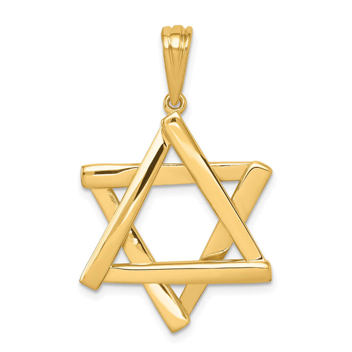 14K Yellow Gold Extra Large Solid Star of David Pendant