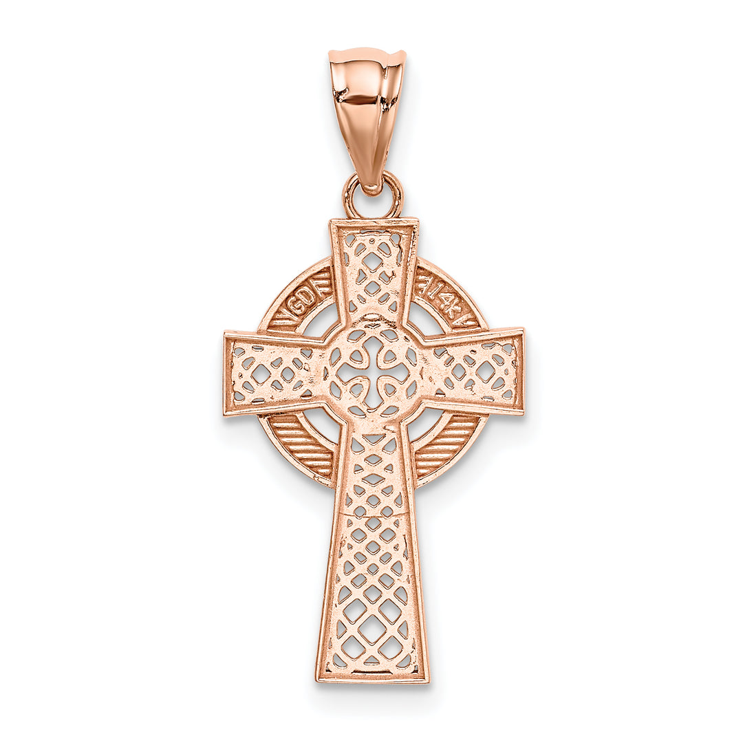 14K Yellow Gold Rose Gold Celtic Cross Pendant