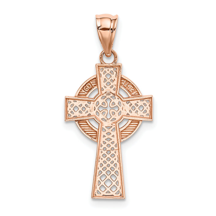 14K Yellow Gold Rose Gold Celtic Cross Pendant