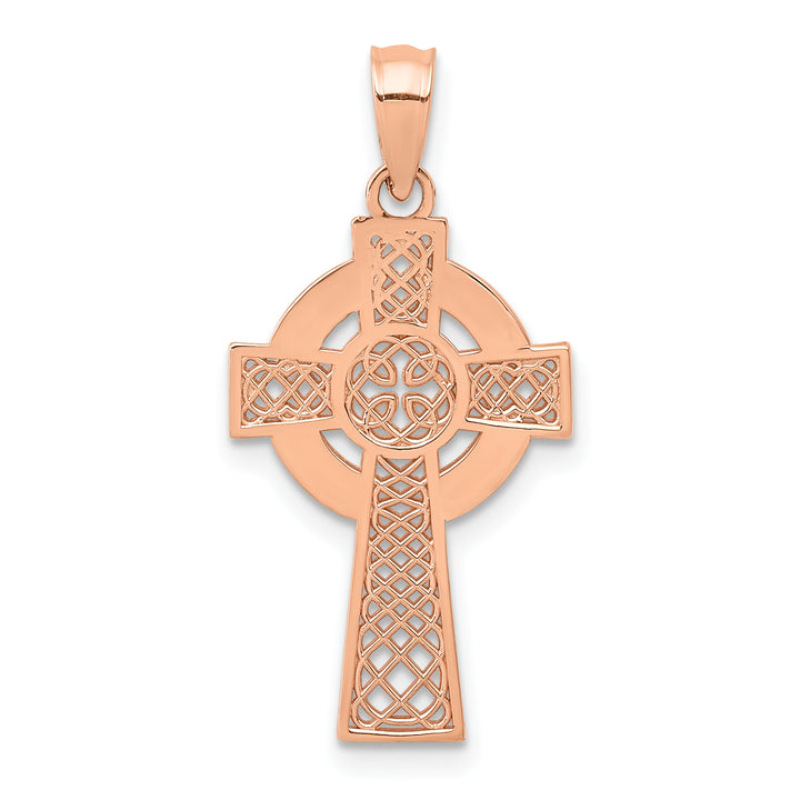 14K Yellow Gold Rose Gold Celtic Cross Pendant