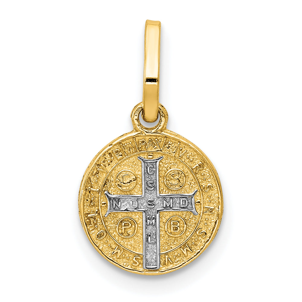 14K Yellow Gold Solid St. Benedict Medal Round Pendant