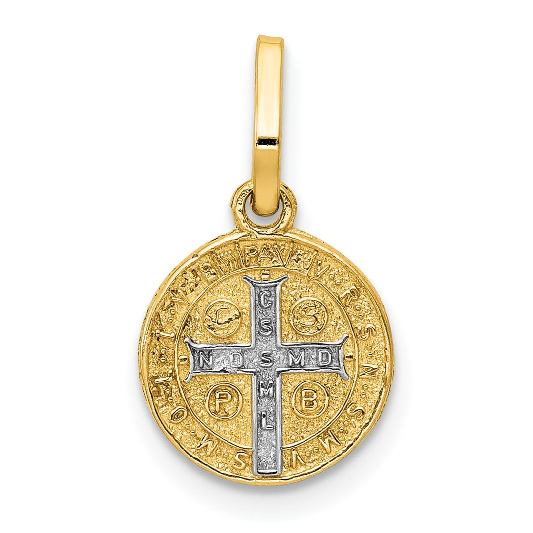 14K Yellow Gold Solid St. Benedict Medal Round Pendant