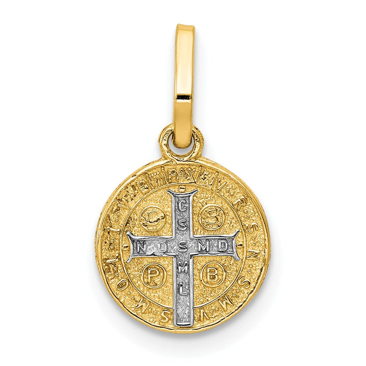 14K Yellow Gold Solid St. Benedict Medal Round Pendant