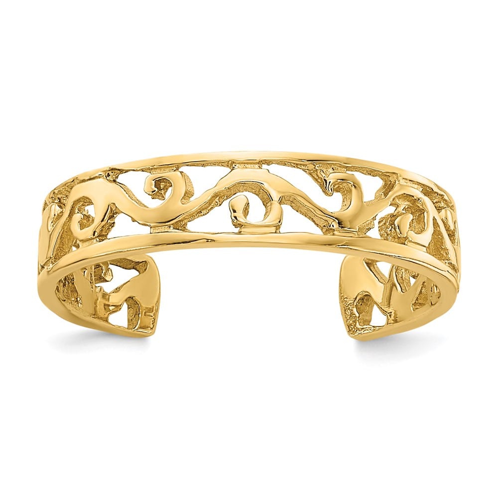 14k Yellow Gold Polished and D.C. Toe Ring