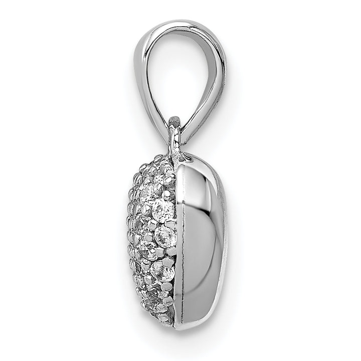 14k White Gold C.Z Polished Finish Heart 3-D Pendant