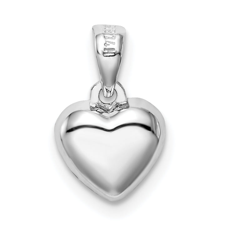 14k White Gold C.Z Polished Finish Heart 3-D Pendant