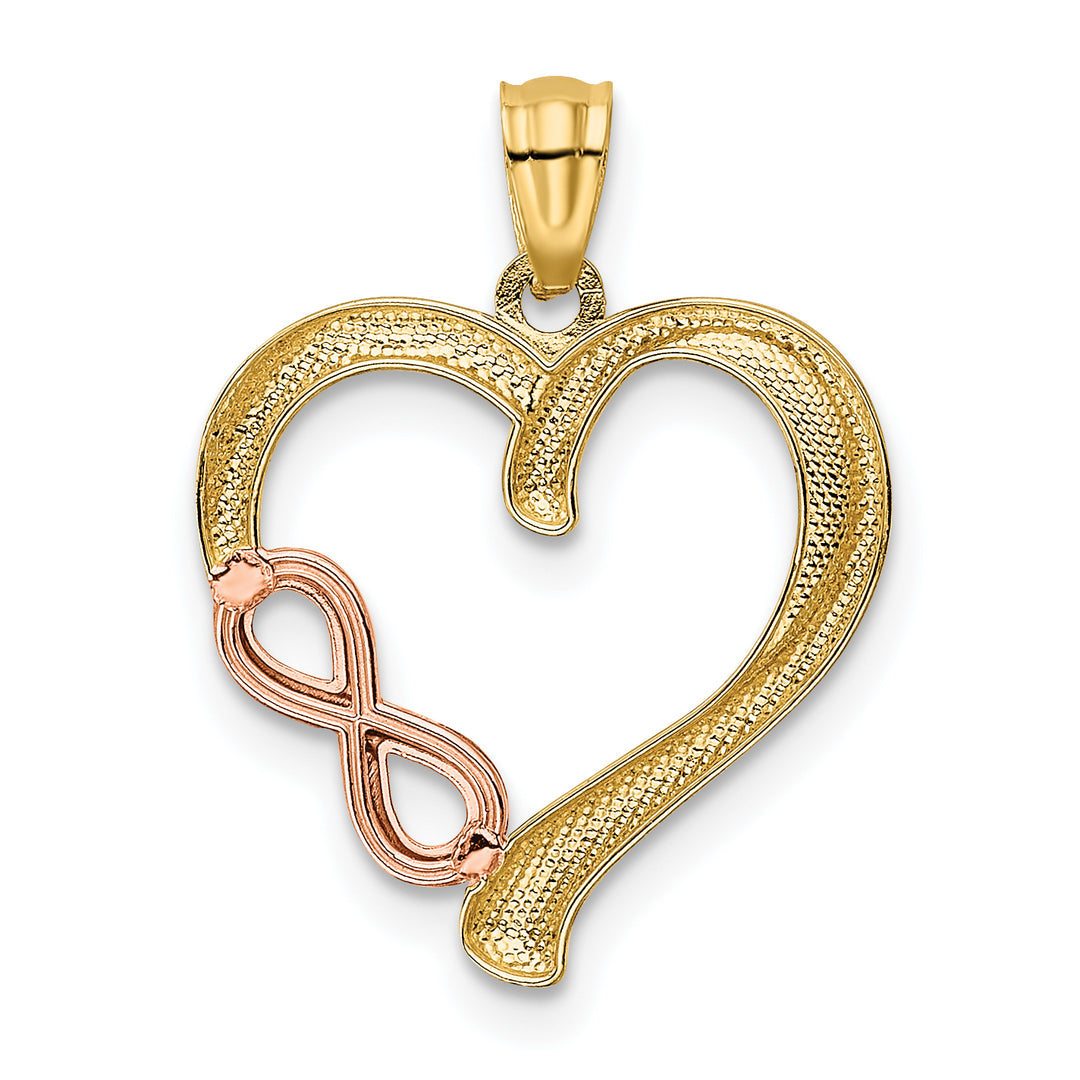 14K Two-Tone Gold Polished Infinity Heart Pendant