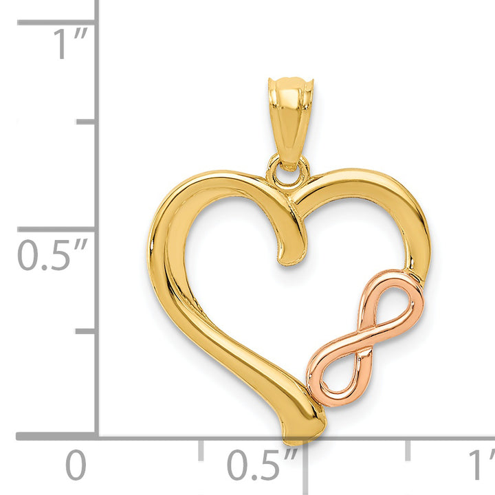 14K Two-Tone Gold Polished Infinity Heart Pendant