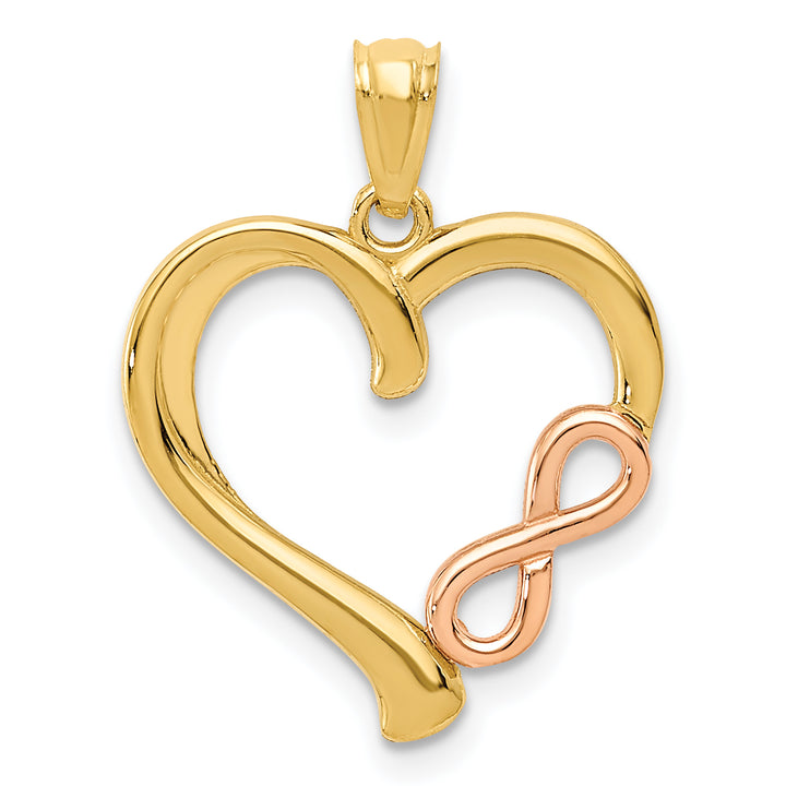 14K Two-Tone Gold Polished Infinity Heart Pendant