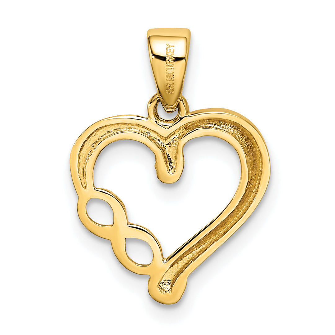 14k Yellow Gold White Rhodium Infinity Heart Pendant