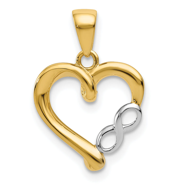 14k Yellow Gold White Rhodium Infinity Heart Pendant