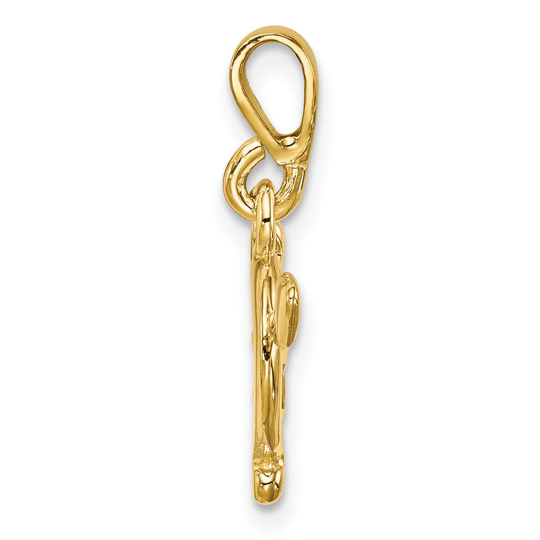 14K Yellow Gold Polished Bow and Arrow Pendant