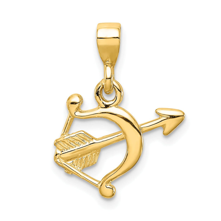 14K Yellow Gold Polished Bow and Arrow Pendant