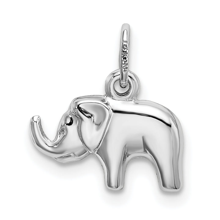 14k White Gold Small Polished Finish Elephant Pendant