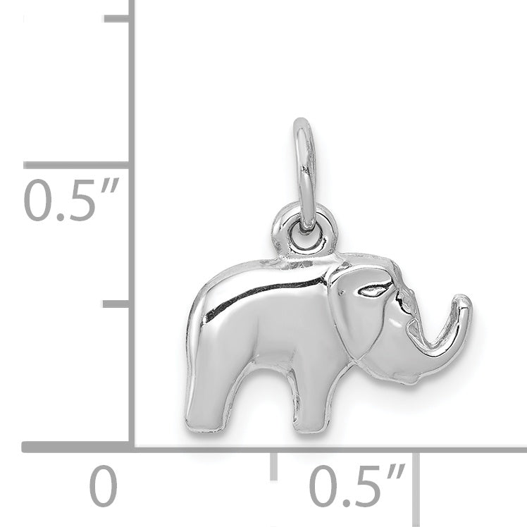 14k White Gold Small Polished Finish Elephant Pendant