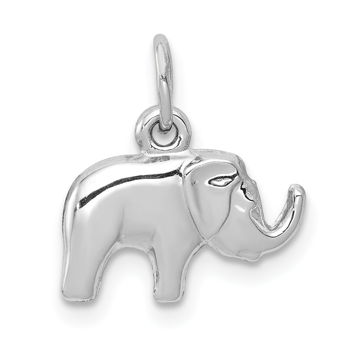 14k White Gold Small Polished Finish Elephant Pendant