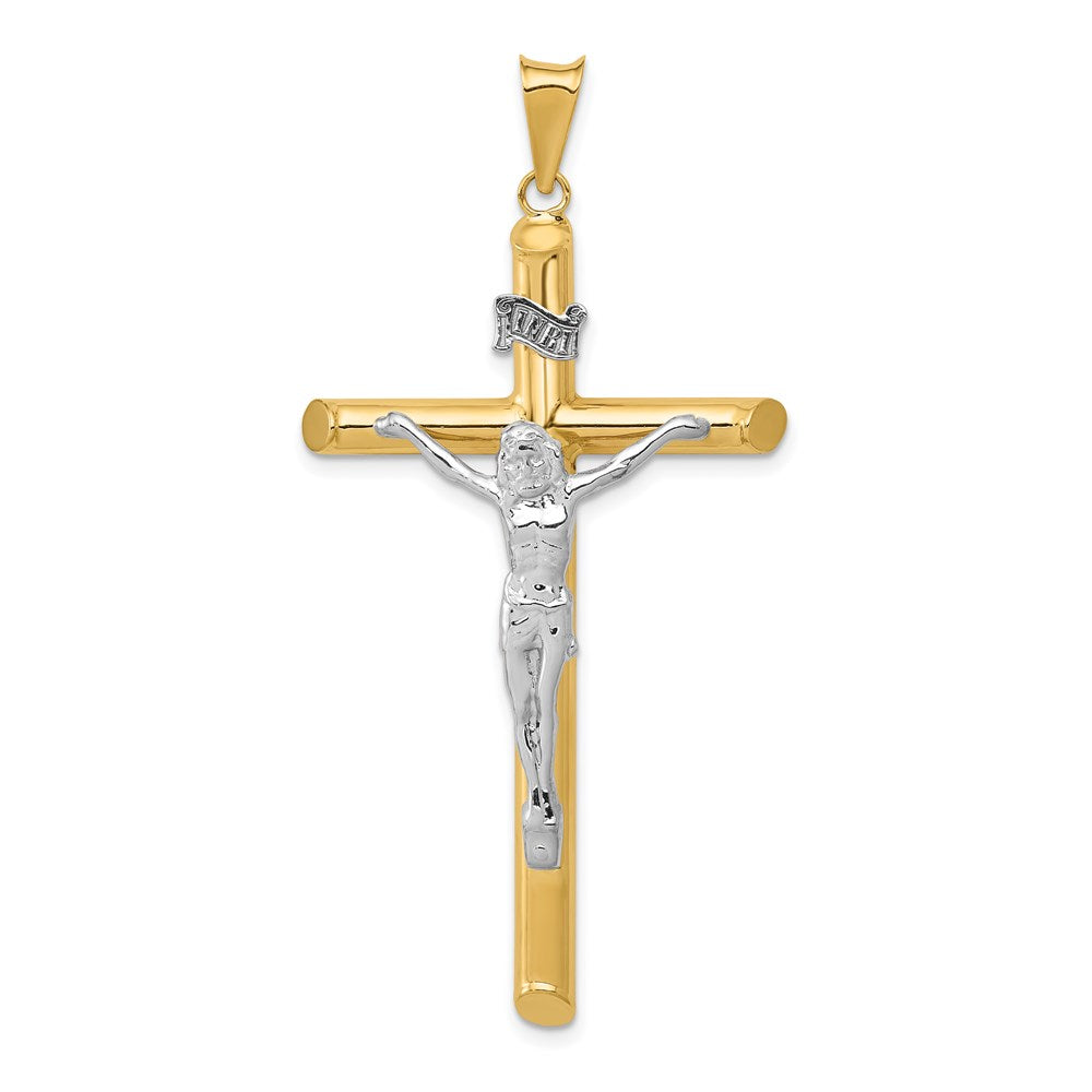 14K Two-Tone Gold Polished Crucifix Pendant 57x29mm