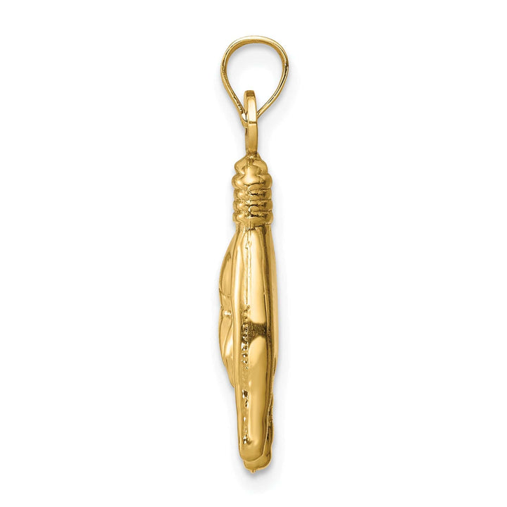 14K Yellow Gold 3-D Hollow Rock On Hand Sign Pendant