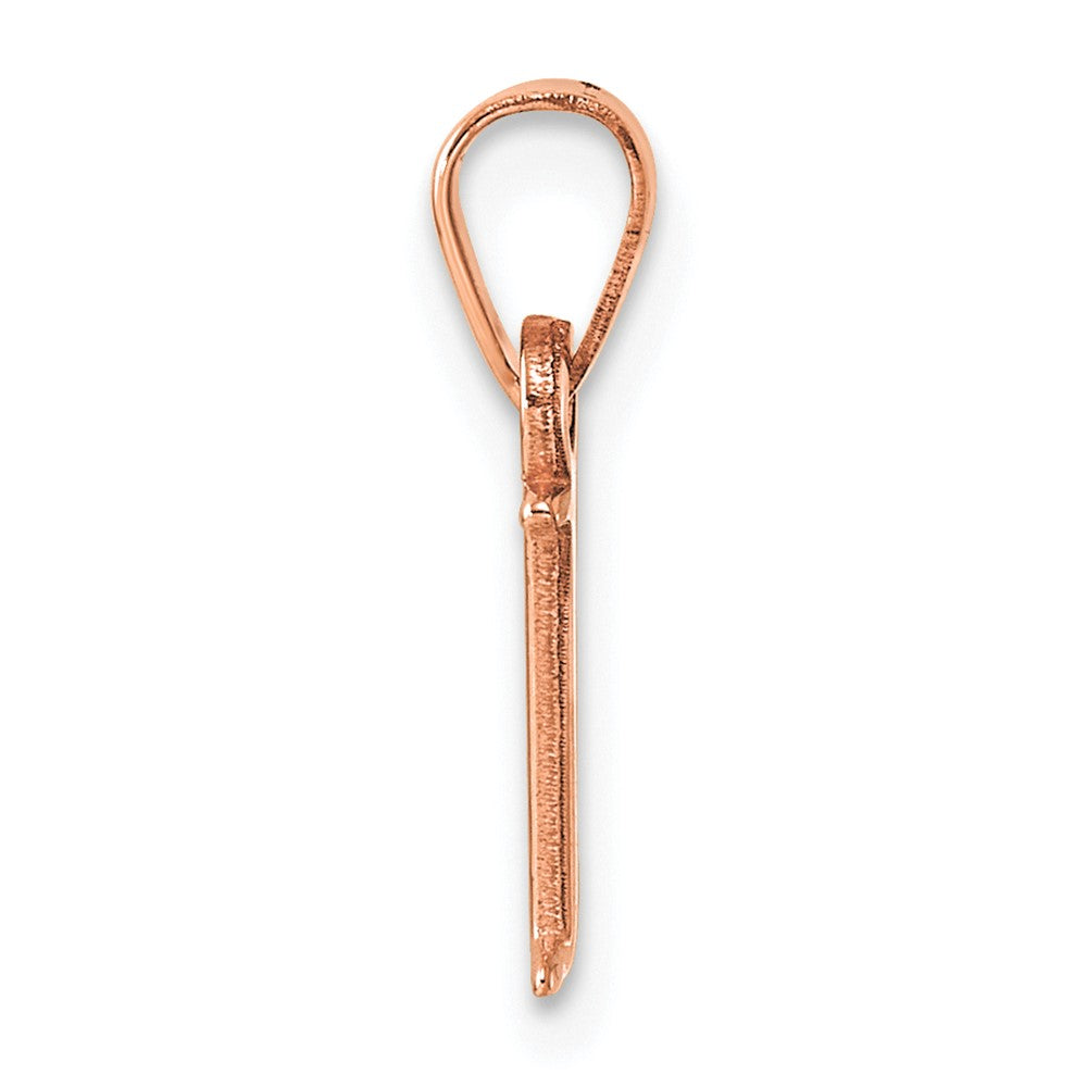 14K Rose Gold Block Design Small Letter I Initial Charm Pendant, view 2 of 4