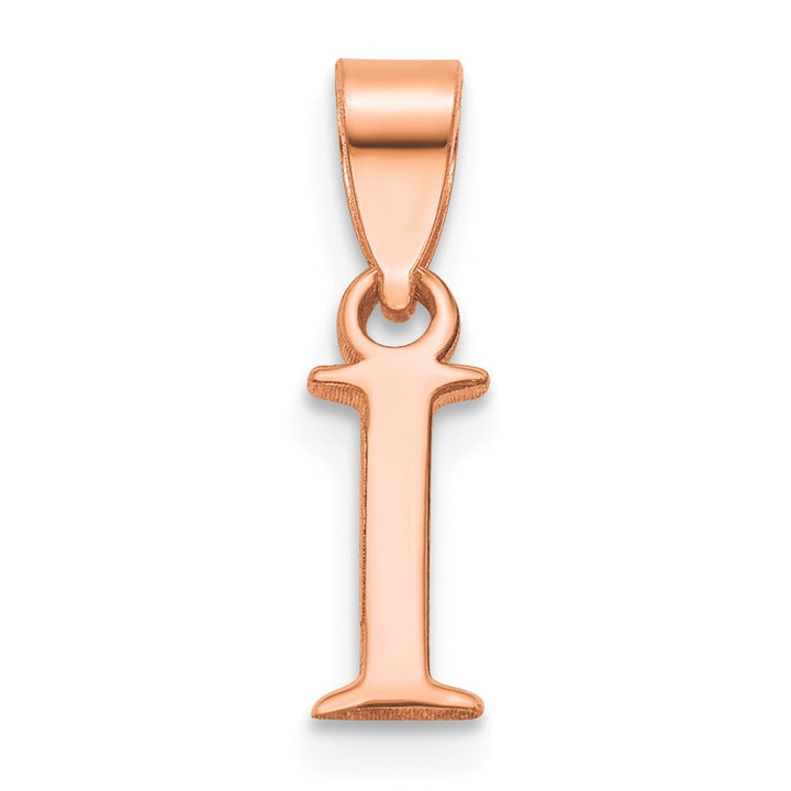 14K Rose Gold Block Design Small Letter I Initial Charm Pendant, view 3 of 4