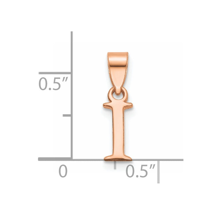 14K Rose Gold Block Design Small Letter I Initial Charm Pendant, view 4 of 4