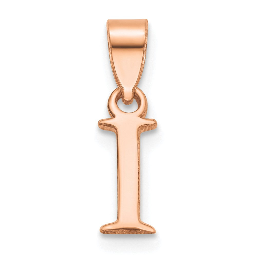 14K Rose Gold Block Design Small Letter I Initial Charm Pendant, view 1 of 4