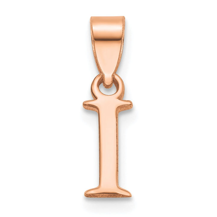 14K Rose Gold Block Design Small Letter I Initial Charm Pendant, view 1 of 4