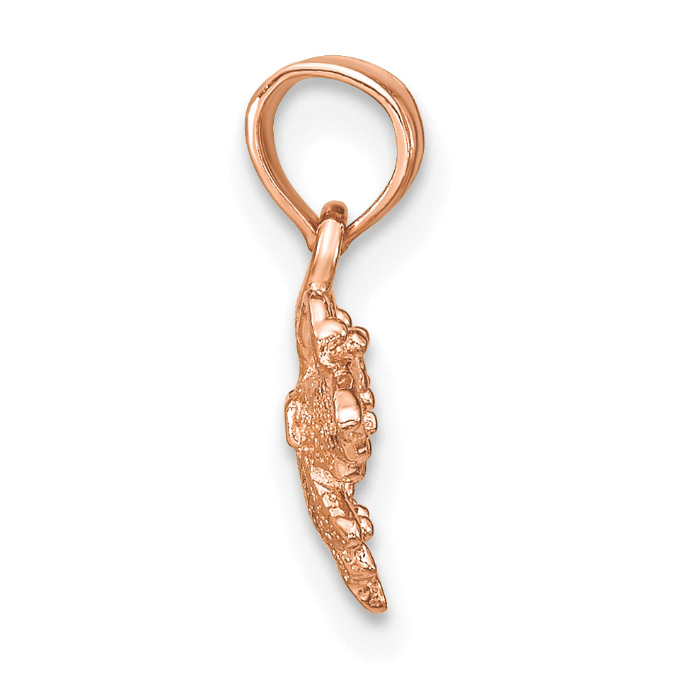 14K Rose Gold Textured Finish Mini Butterfly Charm Pendant