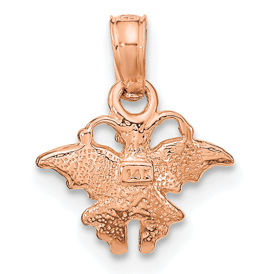 14K Rose Gold Textured Finish Mini Butterfly Charm Pendant