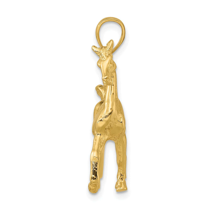 14K Yellow Gold 3-D Polished Finish Horse Charm Pendant