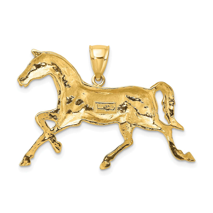 14K Yellow Gold Polished Trotting Horse Charm Pendant