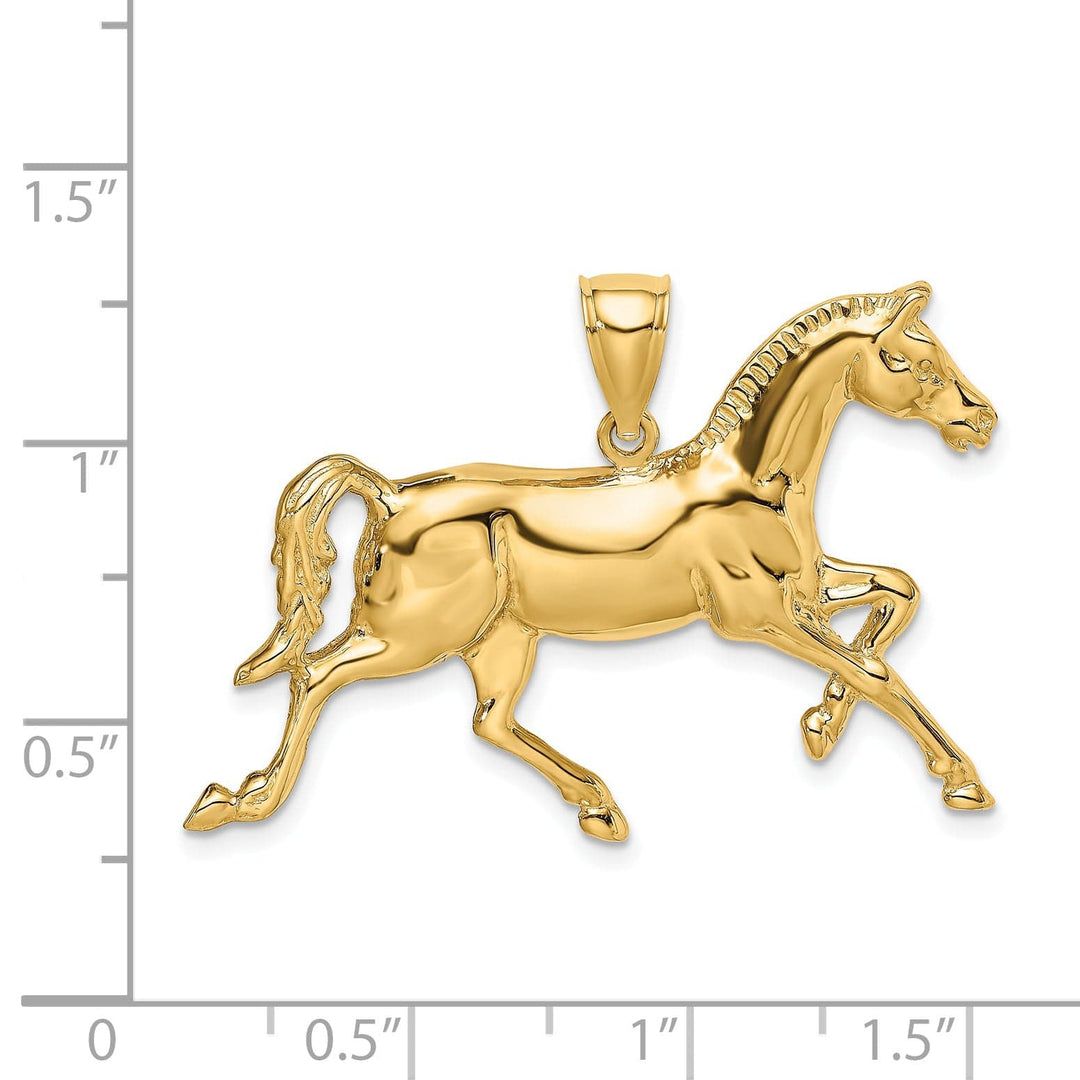 14K Yellow Gold Polished Trotting Horse Charm Pendant