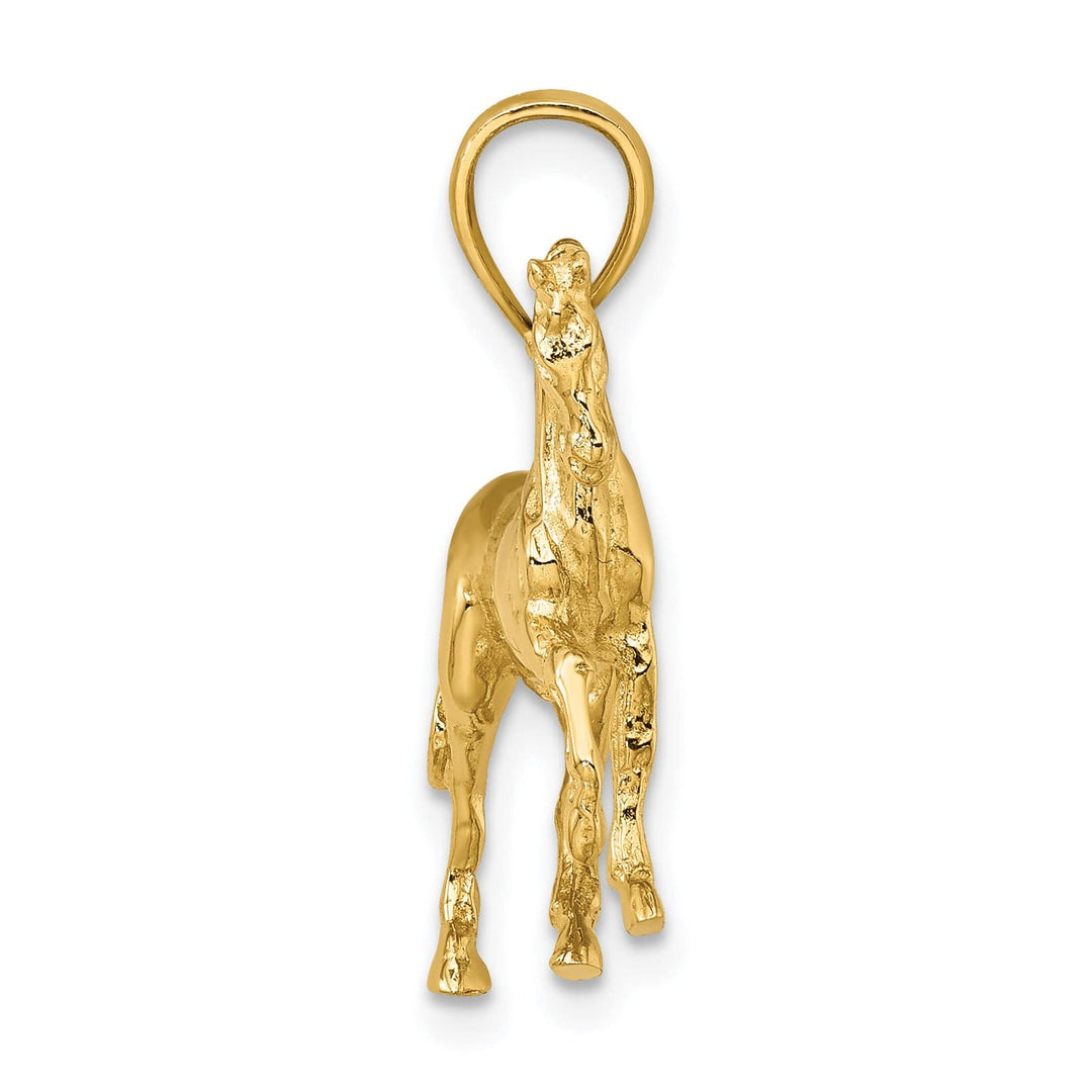 14K Yellow Gold Polished Finish 3-D Horse Charm Pendant