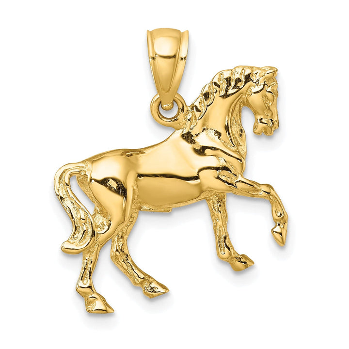 14K Yellow Gold Polished Finish 3-D Horse Charm Pendant