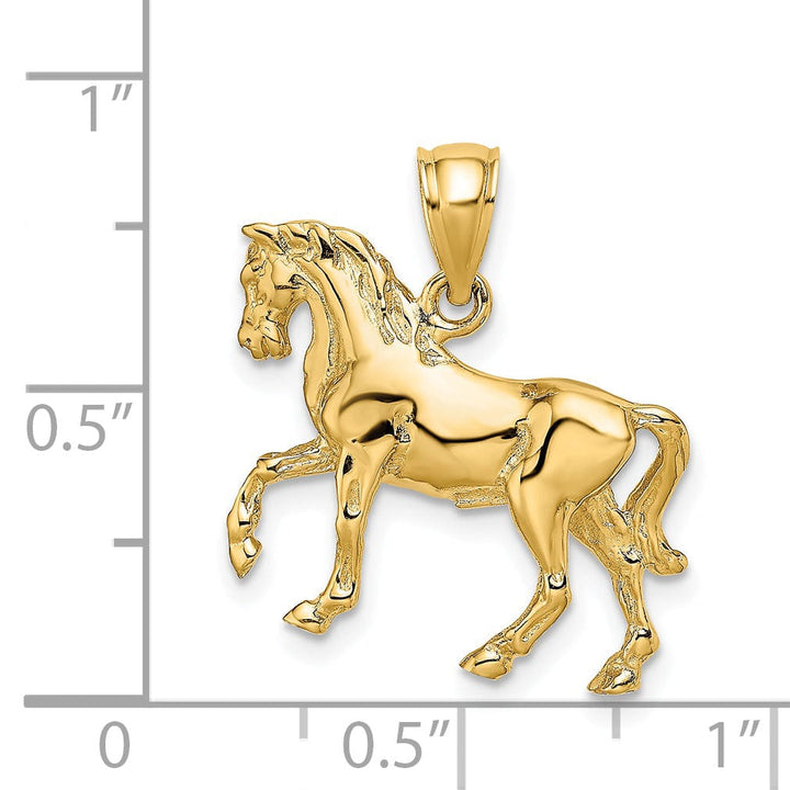 14K Yellow Gold Polished Finish 3-D Horse Charm Pendant