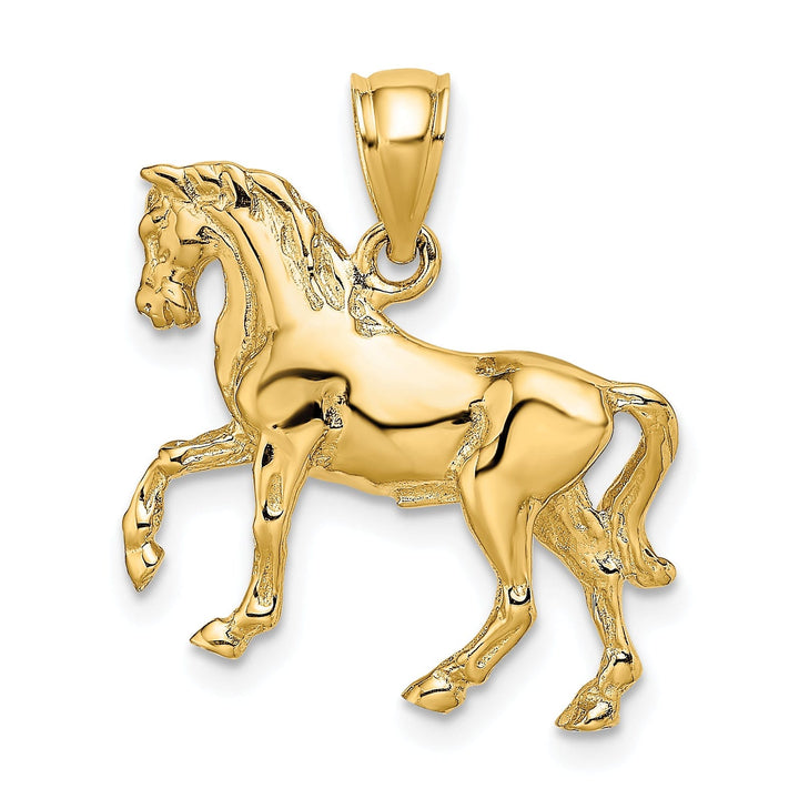 14K Yellow Gold Polished Finish 3-D Horse Charm Pendant