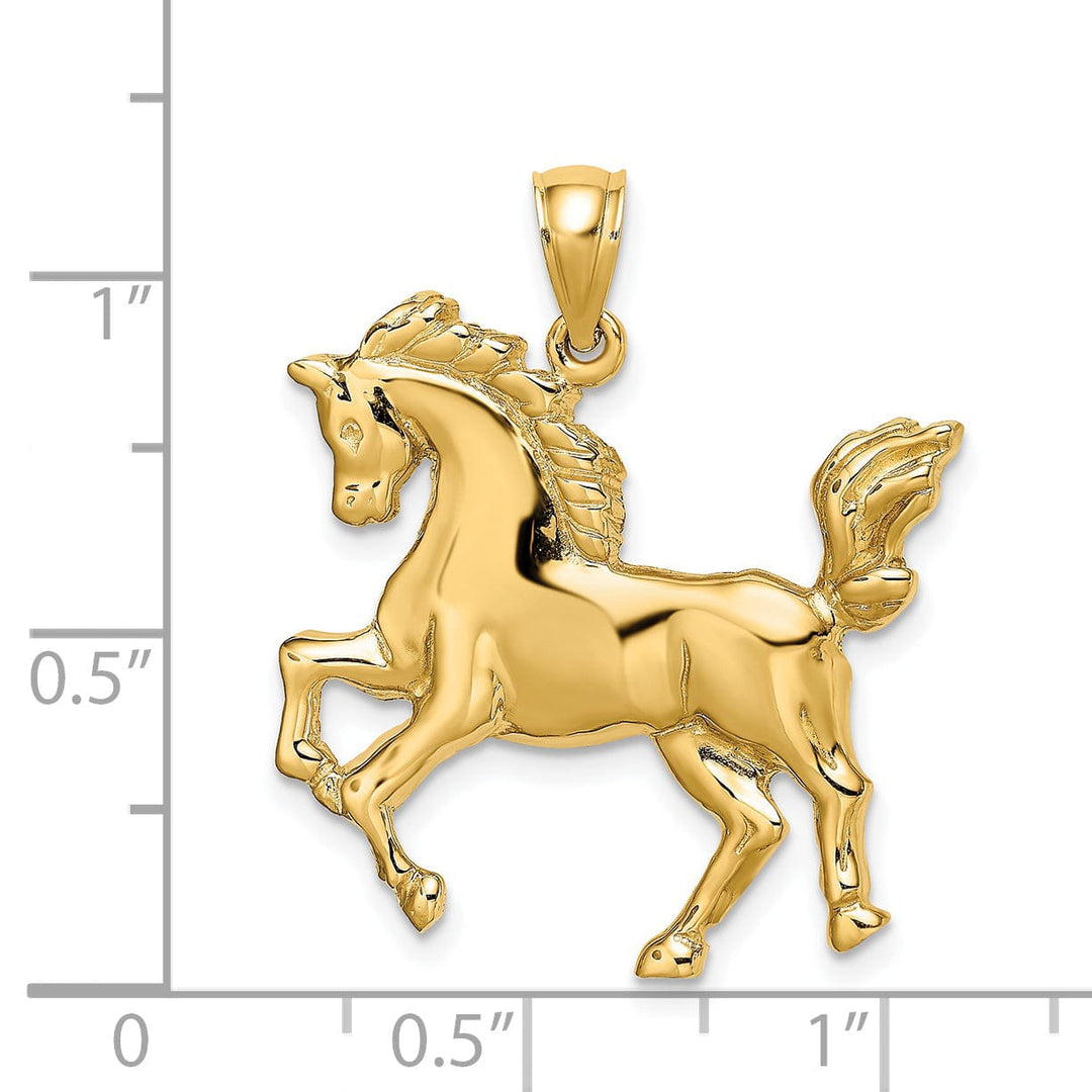 14K Yellow Gold Polished Finish Horse Charm Pendant