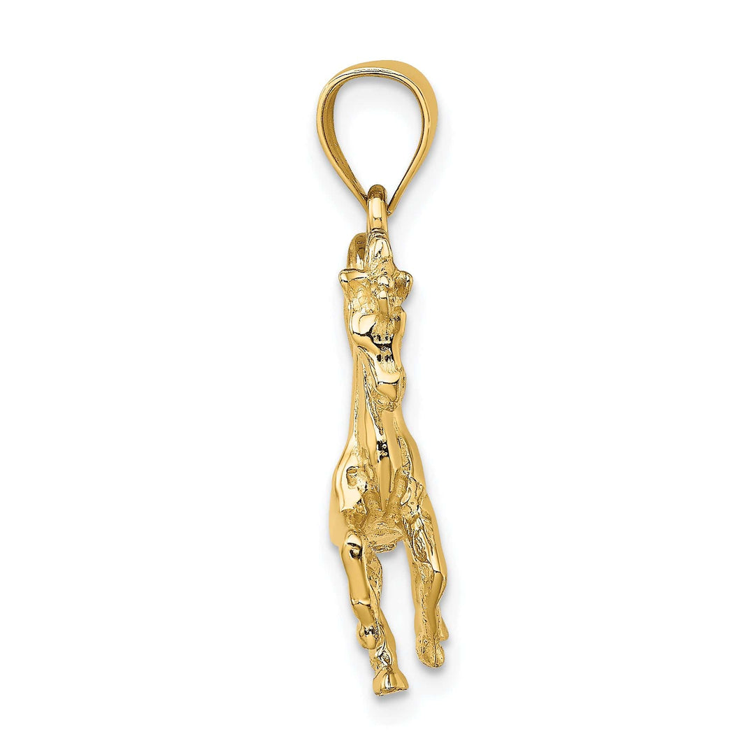 14K Yellow Gold 3-D Trotting Horse Charm Pendant