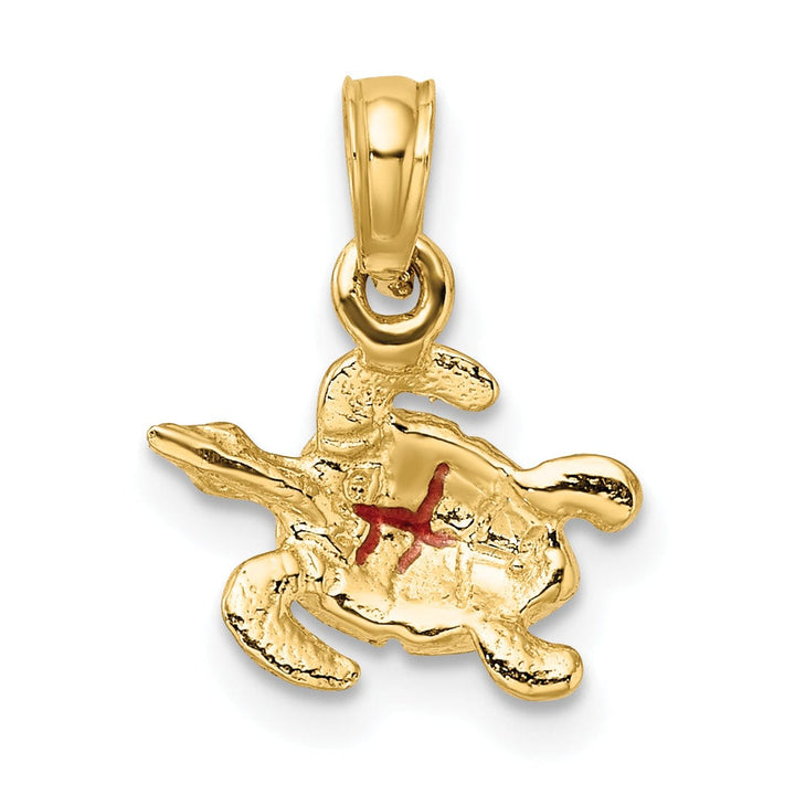 14K Yellow Gold Enameled Sea Turtle Charm Pendant
