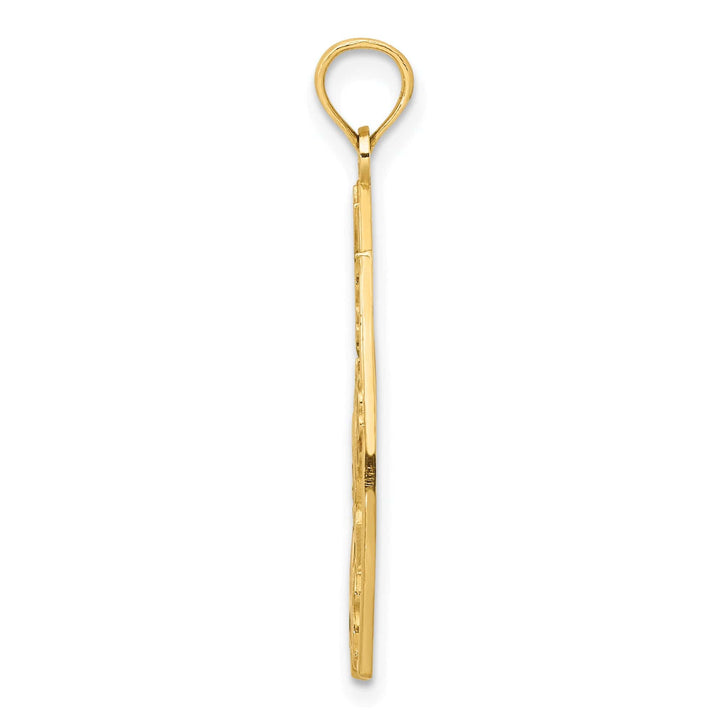 14K Yellow Gold Hummingbird Flowers Triangle Design Pendant