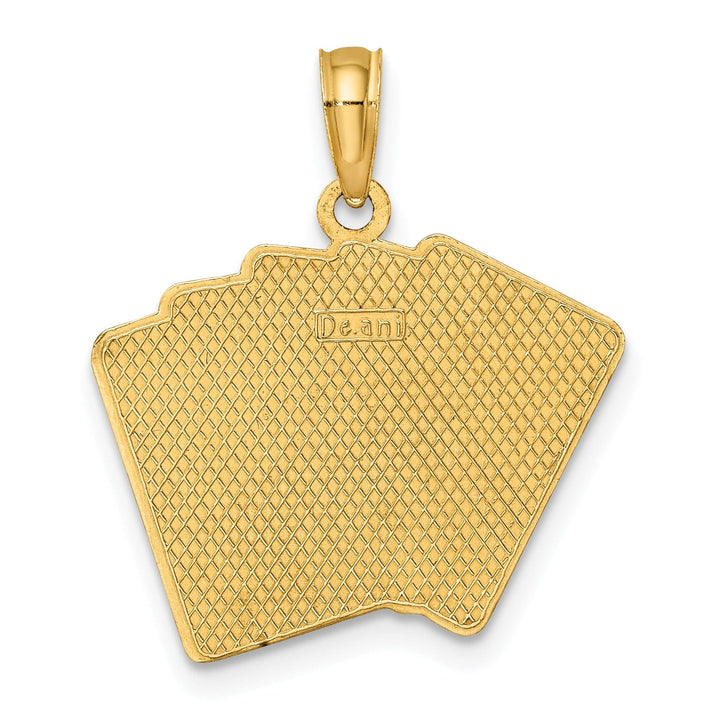 14K Yellow Gold Playing Cards Royal Flush Charm Pendant