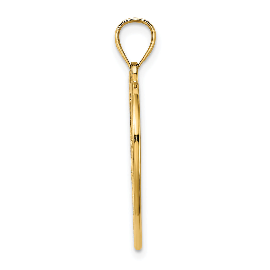 14K Yellow Gold Dragonfly Flower in Heart Design Charm Pendant