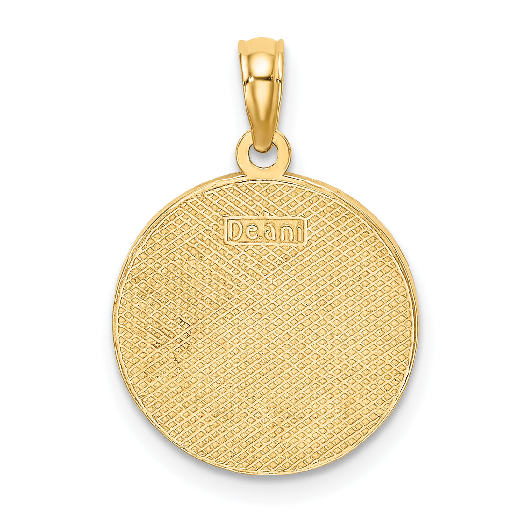 14K Yellow Gold Enameled HAPPY HOLIDAYS with Holly Disc Charm Pendant
