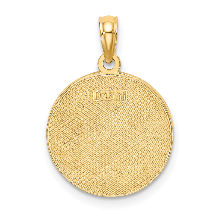 14K Yellow Gold Enameled HAPPY HOLIDAYS with Holly Disc Charm Pendant