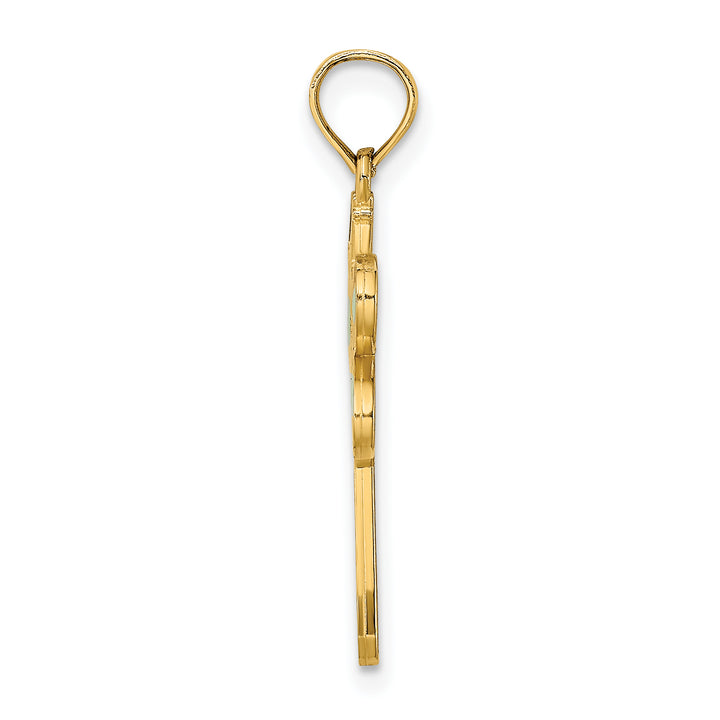 14K Yellow Gold Multi-Color Enamel Finish Dragonfly Pendant