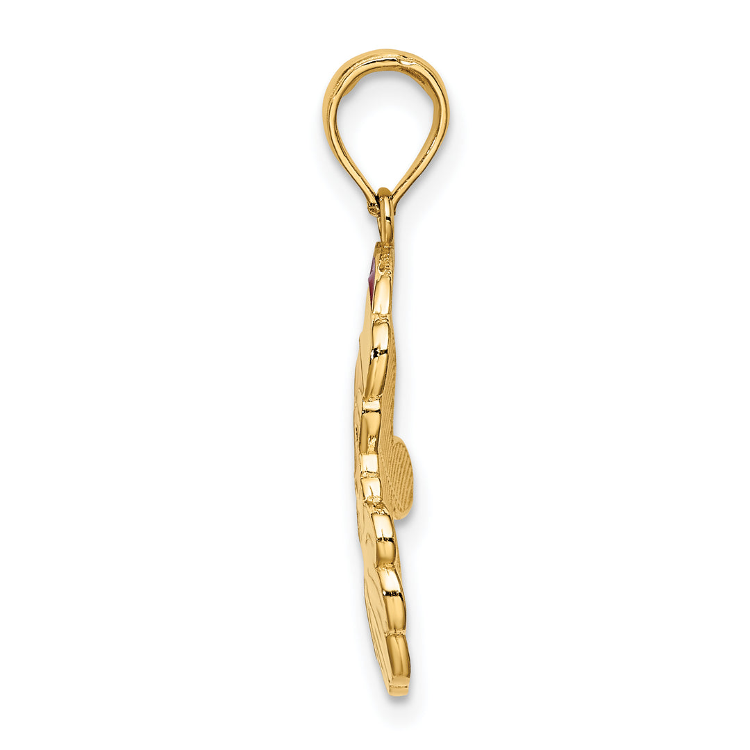 14K Yellow Gold Enameled Santa Face Charm Pendant