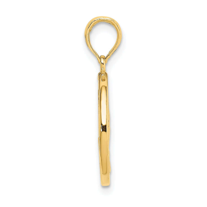 14K Yellow Gold Enameled Om Symbol with Lotus Flower Pendant
