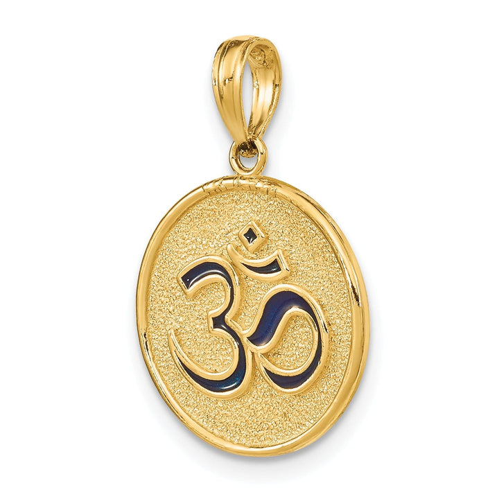 14K Yellow Gold Enameled Om Symbol with Lotus Flower Pendant