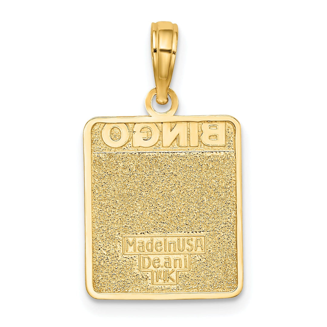 14K Yellow Gold Enameled Bingo Card Charm Pendant