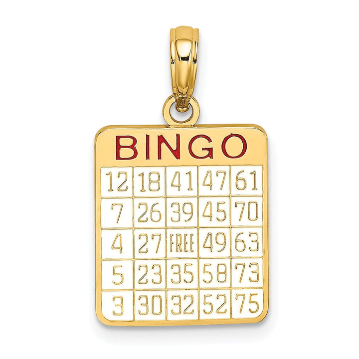14K Yellow Gold Enameled Bingo Card Charm Pendant